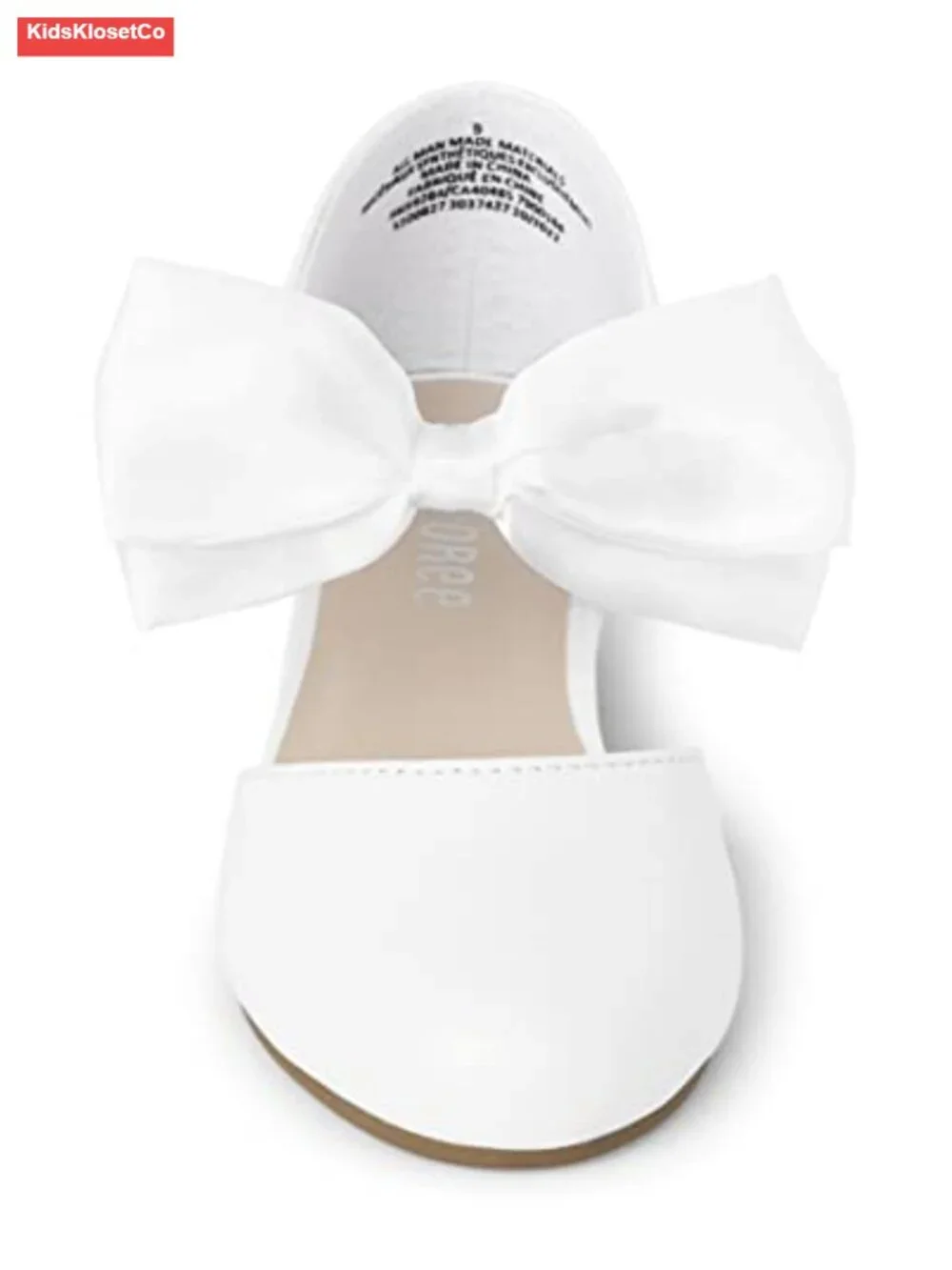 Faux Leather Ballet Flats with Bow and Buckle Closure, Adjustable Oval Buckle